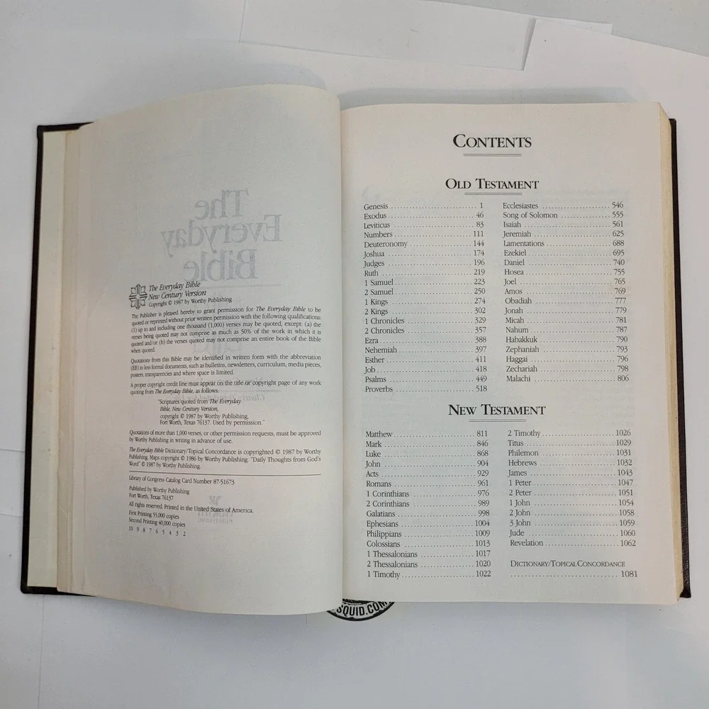Worthy The Everyday Bible NCV Burgundy Hardcover Concordance Religious Book
